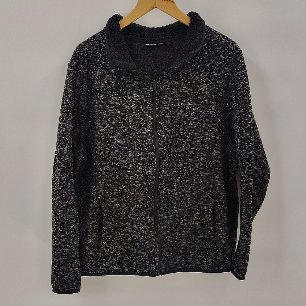 Swiss Tech Womens Black Tweed Full Zip 2 Pockets Size 3X